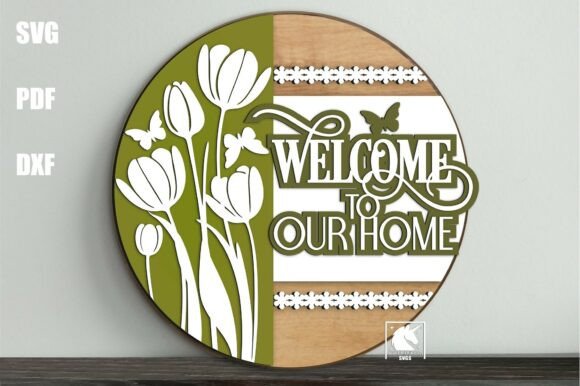Download Spring Tulipd Welcome Door Sign SVG File - Welcome door sign Collection