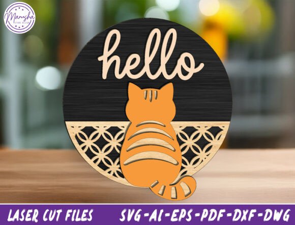 Download Cat Welcome Door Sign Laser Cut File Svg - Welcome door sign Collection