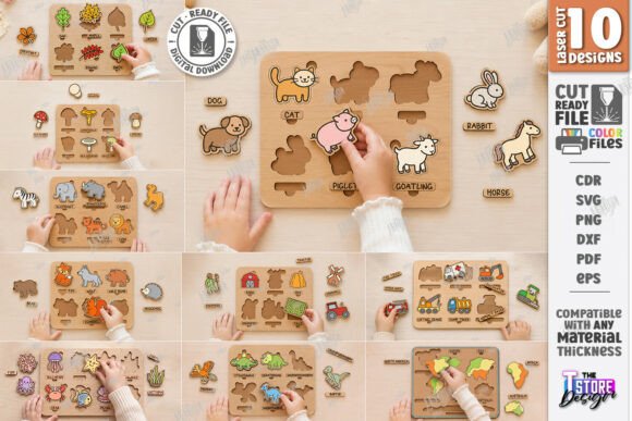 Download Montessori Kids Puzzles Laser Cut Bundle - Kids puzzle Collection